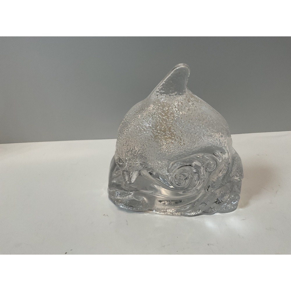 PartyLite Glass Dolphin Candle Holder Tealight Votive Ocean Wave Design